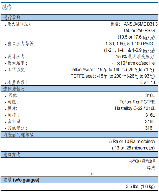 富士金 TK-FUJINKIN TKSCT 调压阀 HFRG2参数