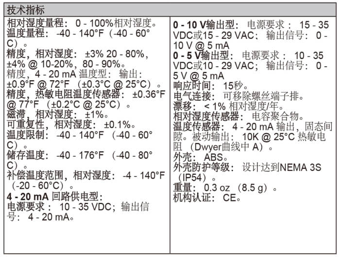 Dwyer德威尔WHT全天候防护温湿度变送器批发