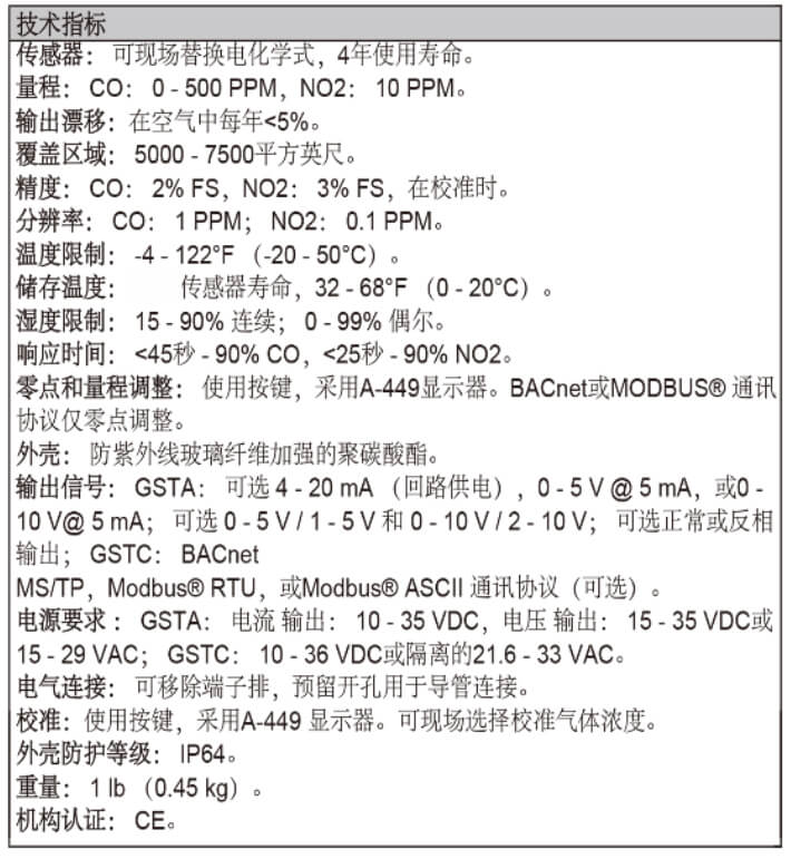 Dwyer德威尔GSTA、GSTC一氧化碳/二氧化氮浓度变送器批发